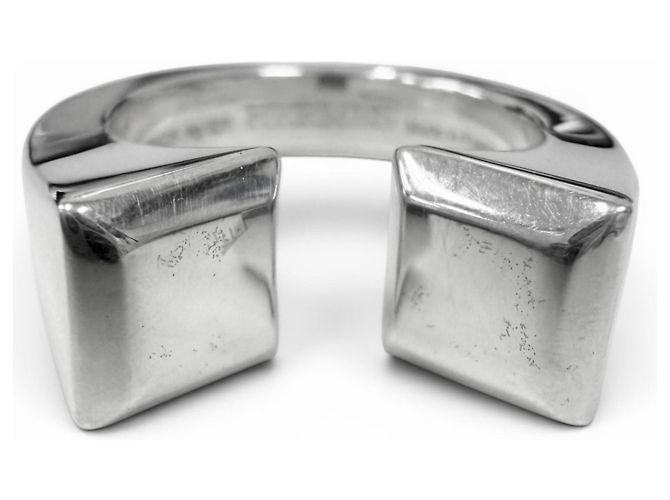 Hermès Hermes Clou de Forge Silver Band Ring Silvery - view 2