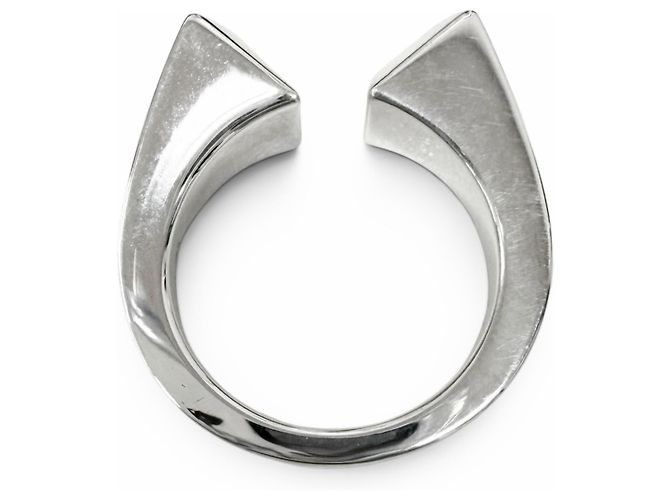 Hermès Hermes Clou de Forge Silver Band Ring Silvery - view 3