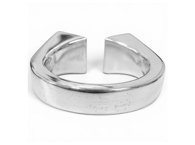 Hermès Hermes Clou de Forge Silver Band Ring Silvery - view 4