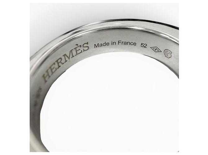 Hermès Hermes Clou de Forge Silver Band Ring Silvery - view 7