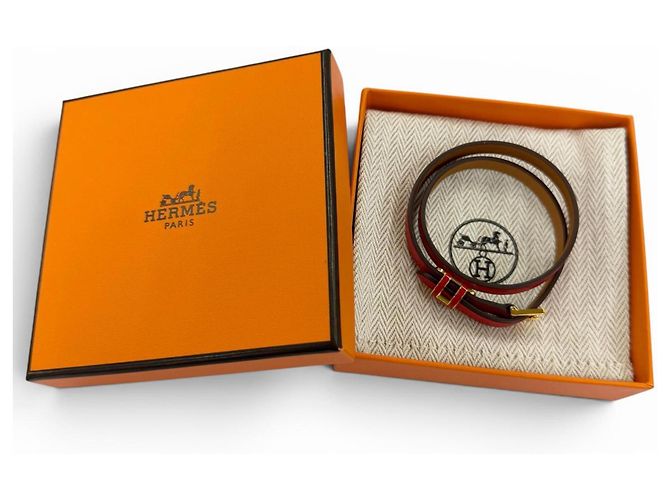 Hermès Pulseira Pop H Double Tour em couro HERMES Vermelho - vista 2
