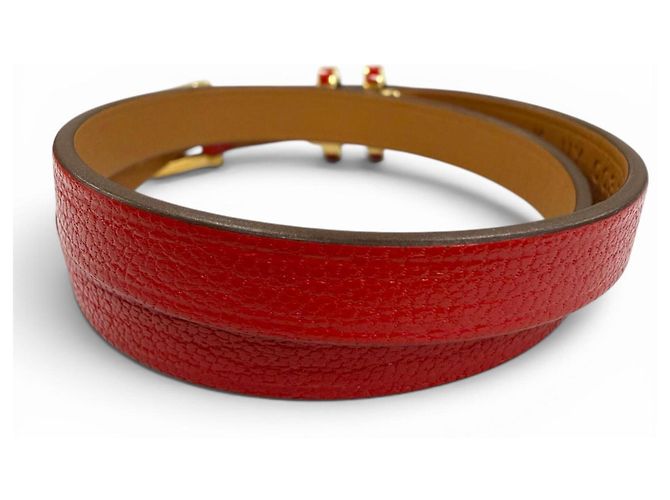 Hermès Pulseira Pop H Double Tour em couro HERMES Vermelho - vista 4