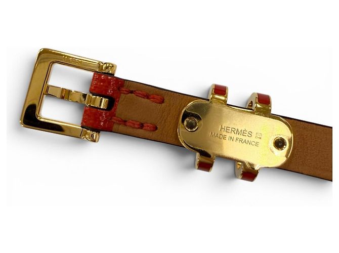 Hermès Pulseira Pop H Double Tour em couro HERMES Vermelho - vista 8