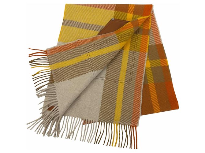 Hermès Sciarpa in cashmere e pelle di agnello arancione Hermes - vista 2