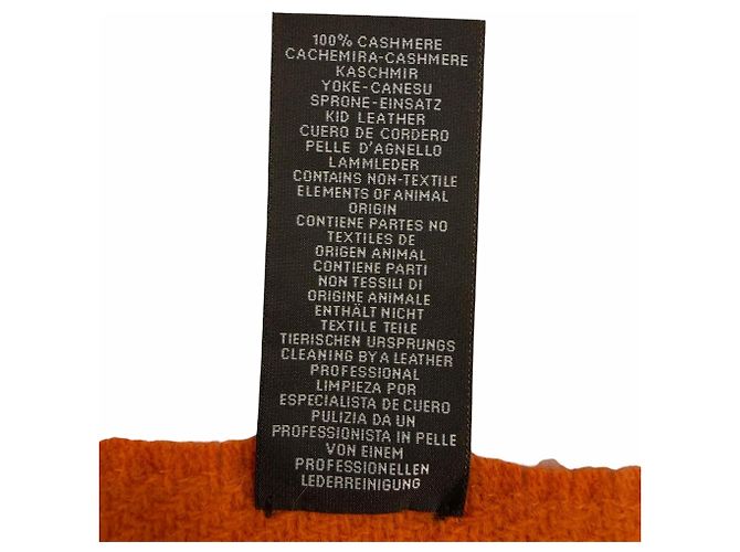 Hermès Sciarpa in cashmere e pelle di agnello arancione Hermes - vista 8