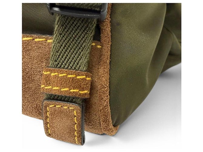Borsa a tracolla Prada Re-Nylon in nylon e pelle scamosciata con logo triangolare Marrone Cachi - vista 8