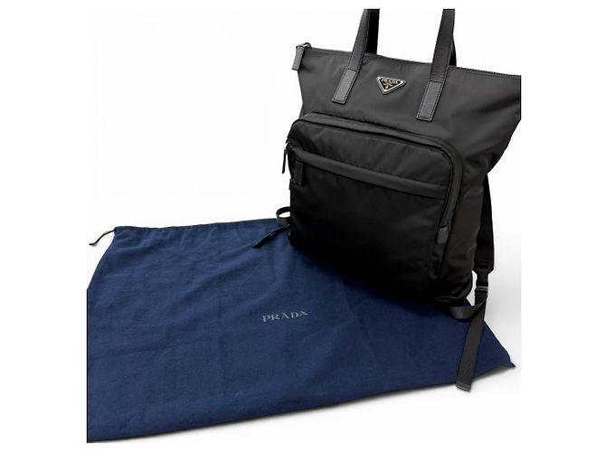 Borsa Tote Prada 2VG098 in pelle Saffiano e Re-Nylon Nero - vista 2