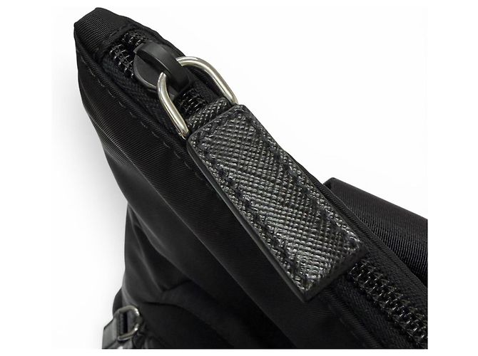 Borsa Tote Prada 2VG098 in pelle Saffiano e Re-Nylon Nero - vista 9