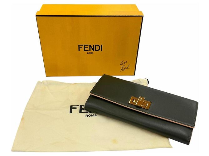 Fendi Peekaboo Lederlanger Geldbeutel Dunkelgrün - Ansicht 2