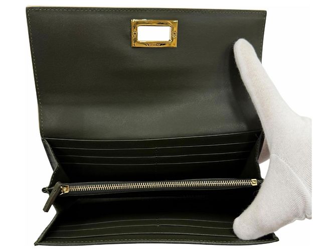 Fendi Peekaboo Lederlanger Geldbeutel Dunkelgrün - Ansicht 6