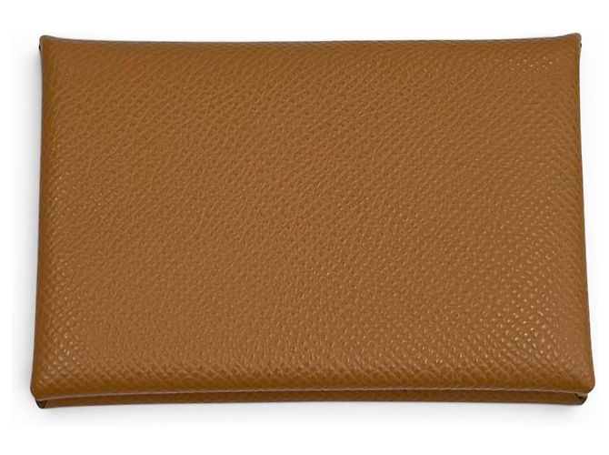 Hermès Tarjetero Calvi en cuero Epsom dorado Hermes - vista 3