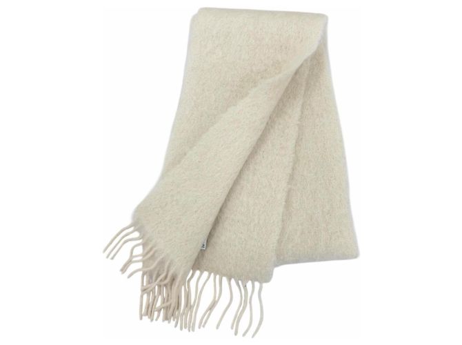 Loewe Mohair-Wollstola mit Fransen in Elfenbein Roh - Ansicht 2