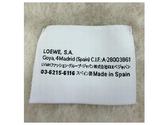 Loewe Mohair-Wollstola mit Fransen in Elfenbein Roh - Ansicht 6