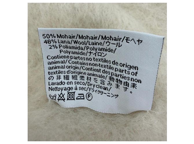 Loewe Mohair-Wollstola mit Fransen in Elfenbein Roh - Ansicht 7