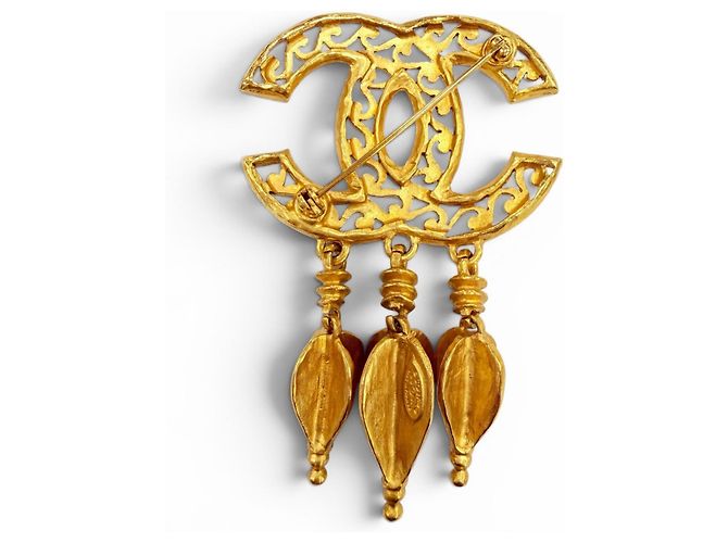 Broche Chanel Vintage 95A Coco Mark Dorado - vista 2