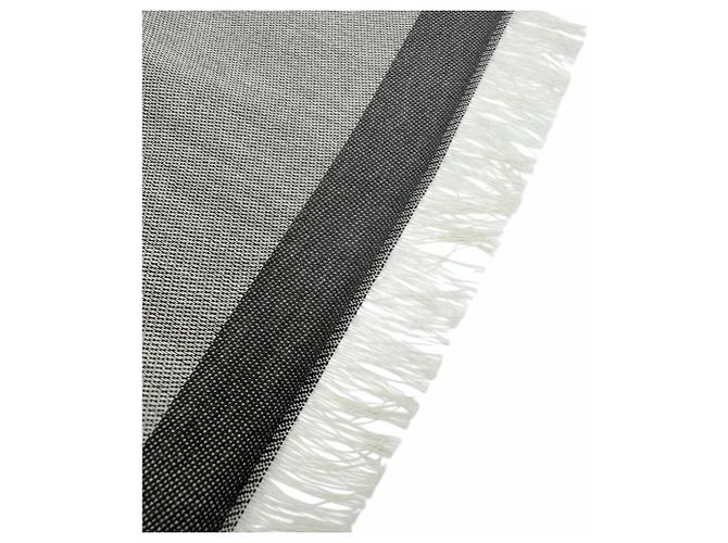 Stola Louis Vuitton in cotone grigio con frange Marrone - vista 5