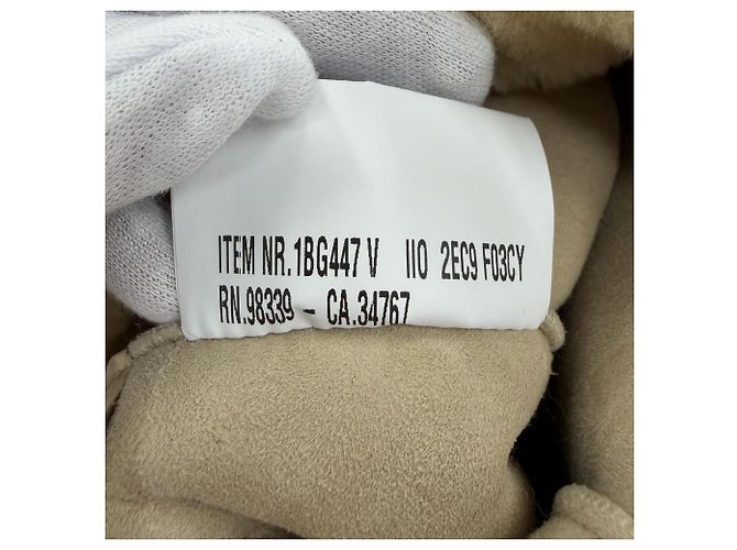 Borsa a tracolla in pelle di pecora beige Prada - vista 16