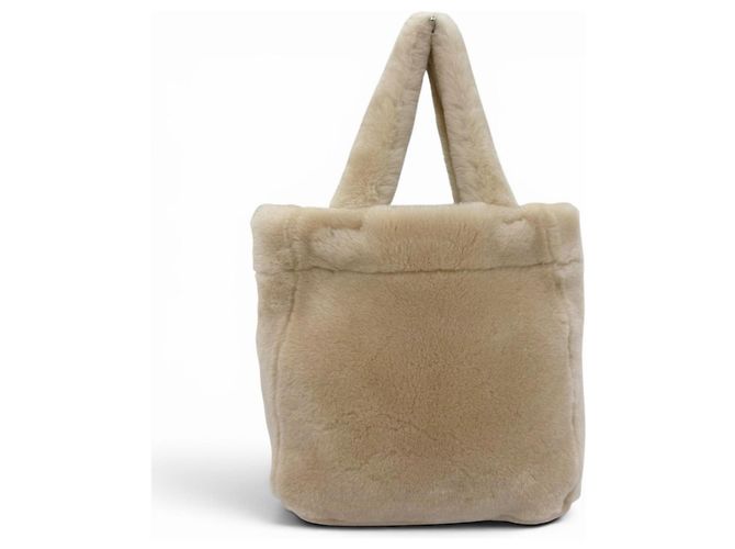 Borsa a tracolla in pelle di pecora beige Prada - vista 3
