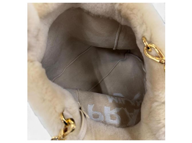Borsa a tracolla in pelle di pecora beige Prada - vista 9