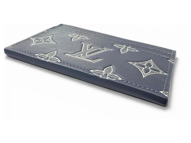 Louis Vuitton Navy Blue Monogram Shadow Card Case - view 4