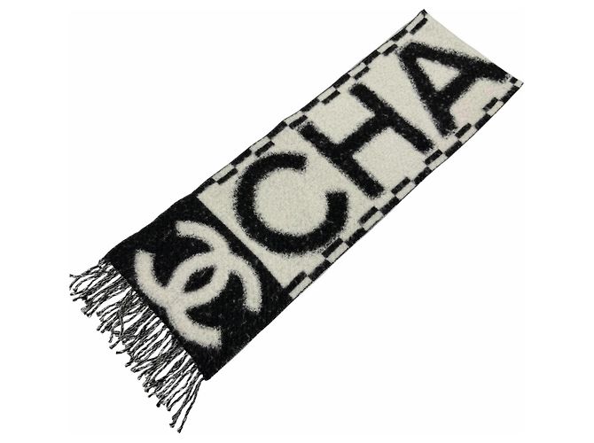 Stola Chanel in misto cashmere e seta Nero Bianco - vista 4