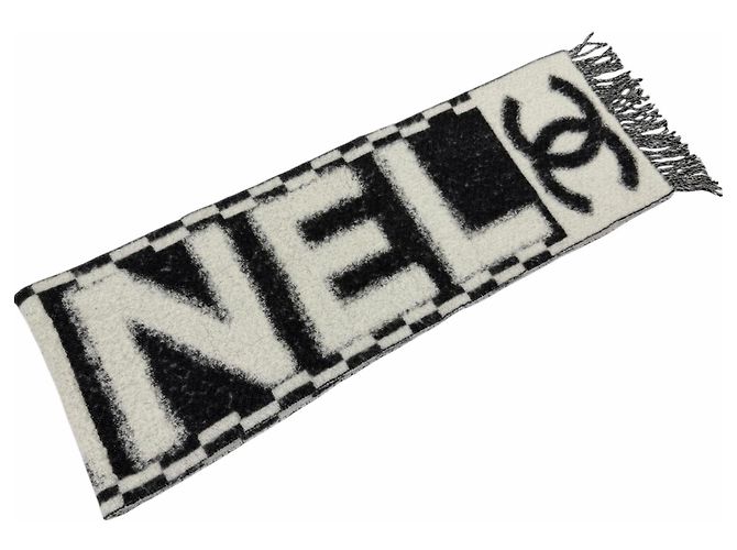 Stola Chanel in misto cashmere e seta Nero Bianco - vista 5