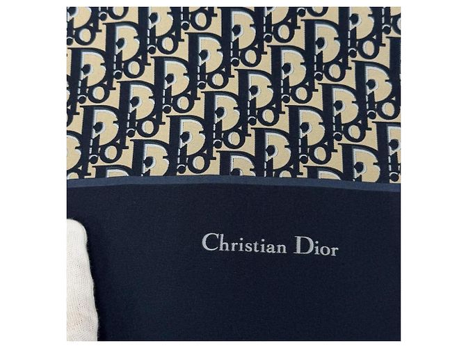 Sciarpa/Stola in seta Christian Dior Beige Blu navy - vista 4