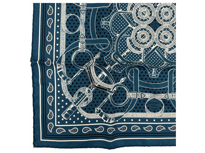Hermès HERMES Carre 55 Bandana Blu - vista 6