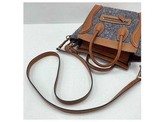 Céline Borsa Celine Luggage Nano Shopper Blu - vista 10