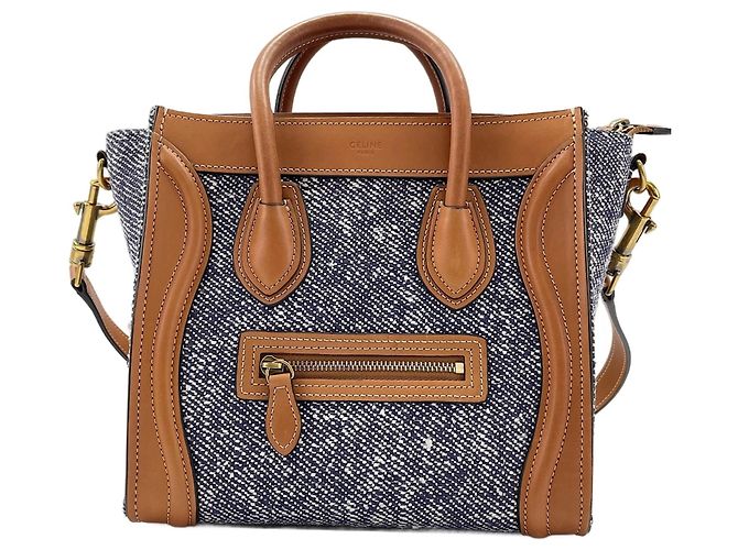 Céline Borsa Celine Luggage Nano Shopper Blu - vista 2