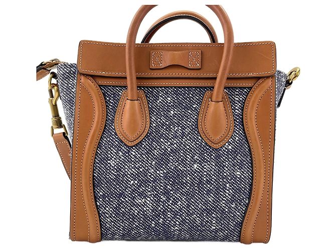 Céline Borsa Celine Luggage Nano Shopper Blu - vista 3