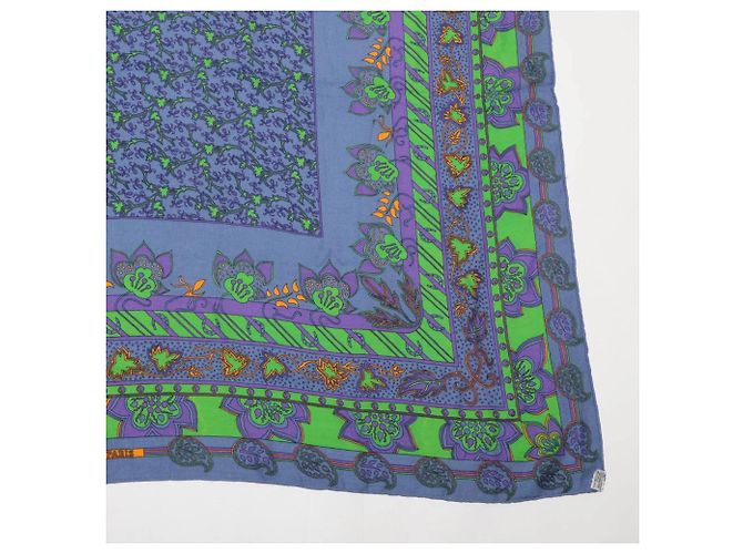 Silk In Hermès Lenço Carre Geant 140 de cashmere e seda Hermes Azul - vista 4