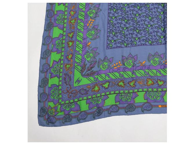 Silk In Hermès Lenço Carre Geant 140 de cashmere e seda Hermes Azul - vista 5