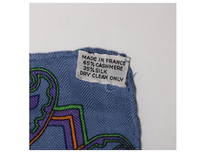 Silk In Hermès Lenço Carre Geant 140 de cashmere e seda Hermes Azul - vista 6