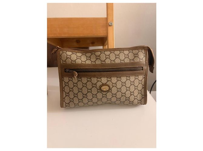 Gucci Pochette GG Supreme Canvas Marrone Beige - vista 3