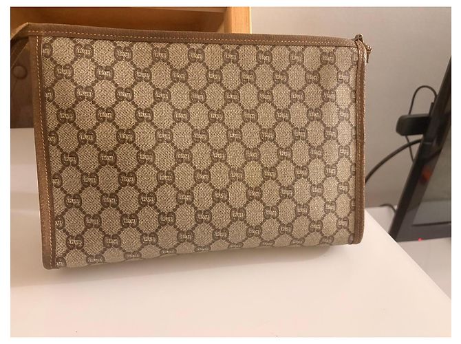 Gucci Pochette GG Supreme Canvas Marrone Beige - vista 5