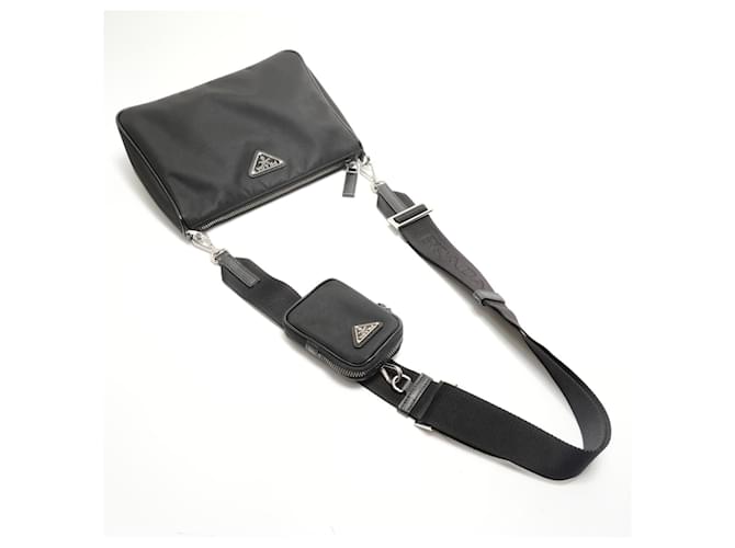Borsa a tracolla Prada PRADA Triangle Plate con pochette Nero - vista 8