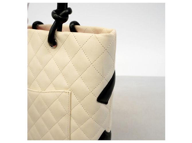Chanel Cambon Shopper aus Lammleder Schwarz Weiß - Ansicht 9