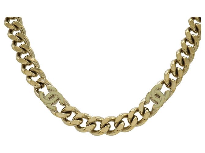 Colar de corrente curva com o logotipo Coco da Chanel Dourado Cru - vista 2