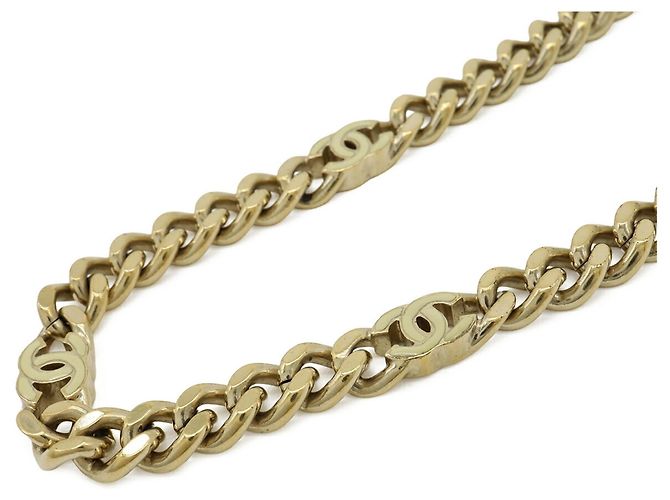Colar de corrente curva com o logotipo Coco da Chanel Dourado Cru - vista 4