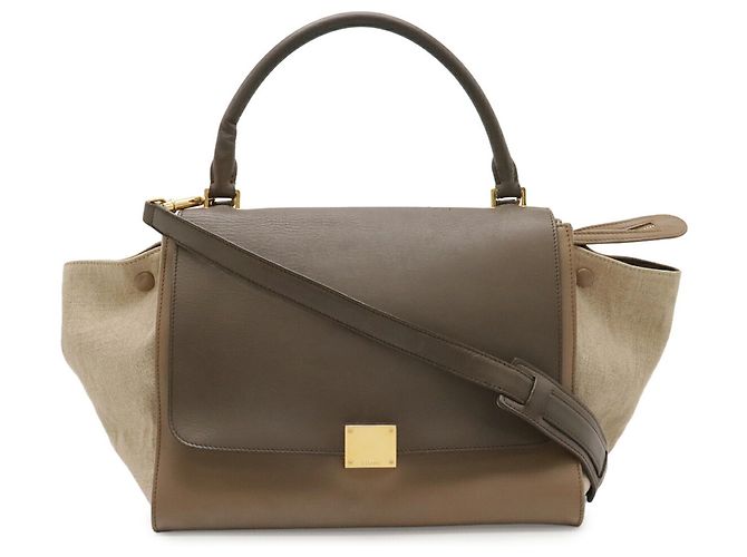 Céline Borsa a mano/Borsa a tracolla Celine Trapeze Beige - vista 2