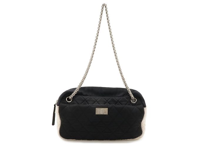 Chanel 2.55 Schultertasche Bicolor Schwarz Roh - Ansicht 2