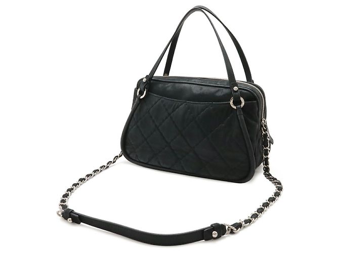 Borsa Chanel Wild Stitch in pelle nera Nero - vista 3