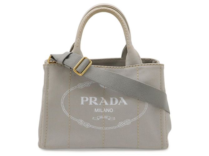 Borsa Tote Prada Canapa Grigio chiaro - vista 2