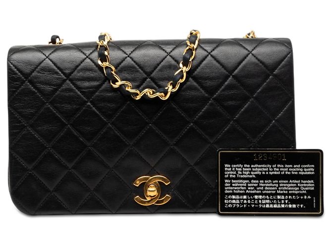 Chanel Black Medium Quilted Lambskin Full Flap Nero - vista 7