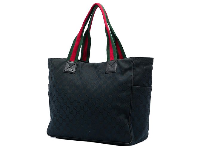 Tote Gucci Black GG Canvas Web Double Pockets Nero - vista 2