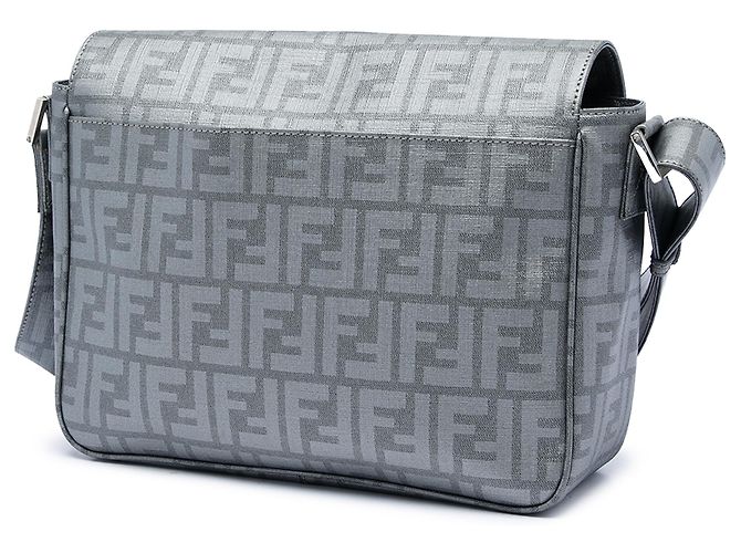 Fendi Gris Zucca Spalmati Flap Crossbody Castaño - vista 2