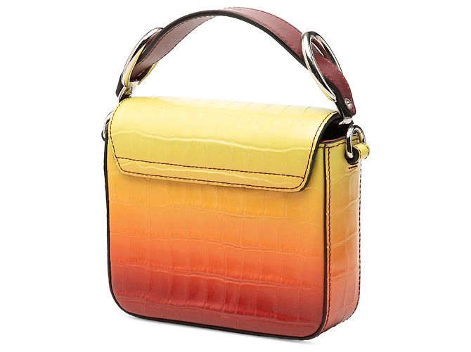 Bolsa Chloé Yellow Mini Ombre em couro com relevo de crocodilo e detalhe C Amarelo - vista 2