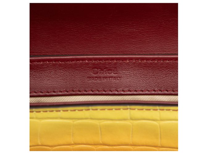 Bolsa Chloé Yellow Mini Ombre em couro com relevo de crocodilo e detalhe C Amarelo - vista 5