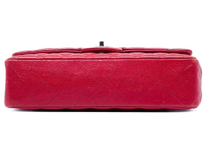 Chanel Red Medium Classic Caviar Double Flap Rosso - vista 3